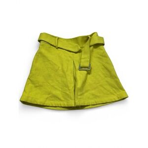 Maeve by Anthropologie Belted‎ Mini Lined Pockets Side Zip Skirt Sz 6 Chartreuse